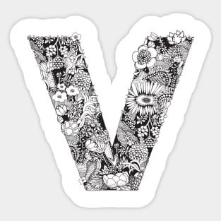 Floral Letter V Sticker